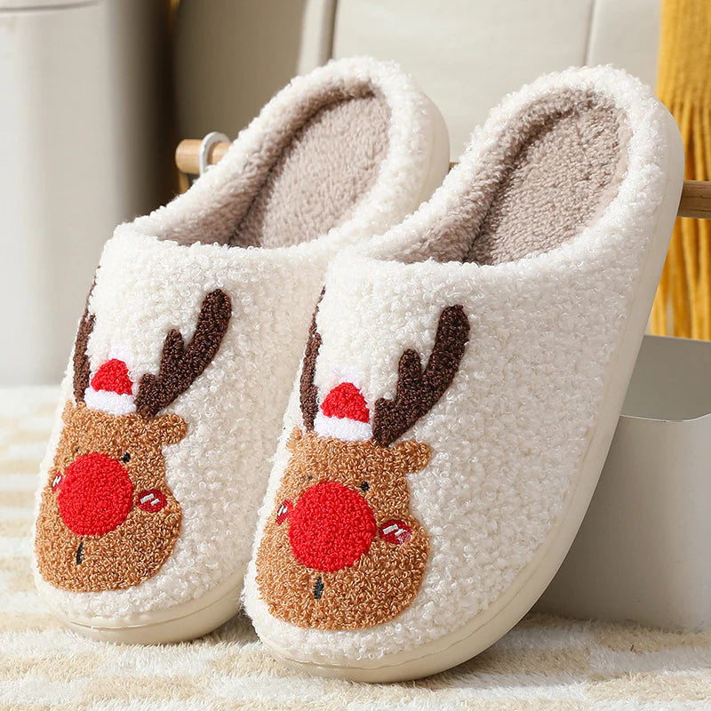 Reindeer Inspired Holiday Indoor Slippers