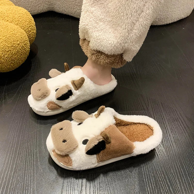 Soft Cow Themed Cozy Slippers