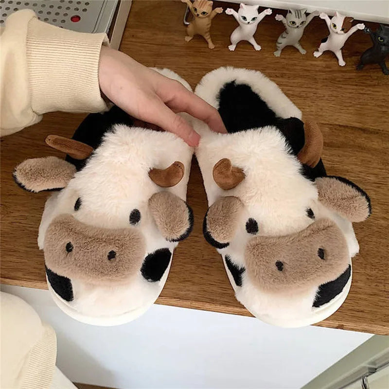 Soft Cow Themed Cozy Slippers