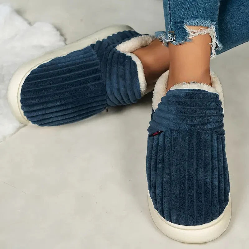 Cozy Non Slip Ribbed Indoor Slippers